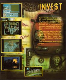 Box back cover for Inve$t on the Commodore Amiga.
